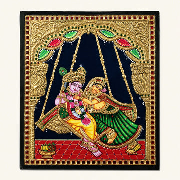 Swinging Radhe Krishna Tanjore Painting