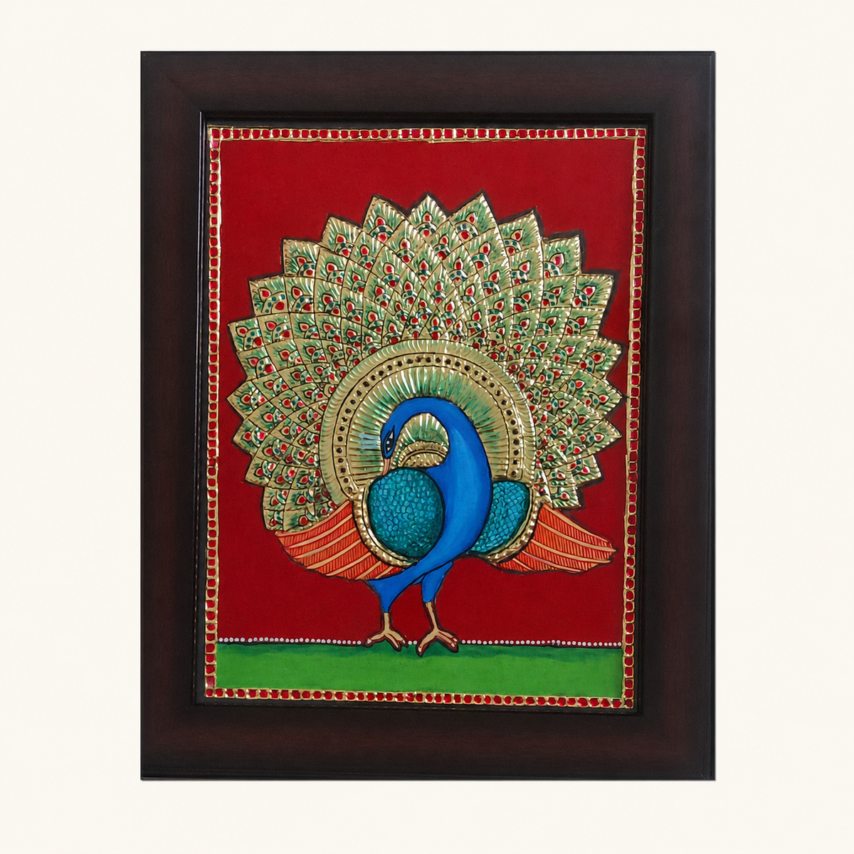 Traditional Peacock Tanjore Painting