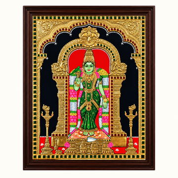 Meenakshi Amman with Lingam Tanjore Painting
