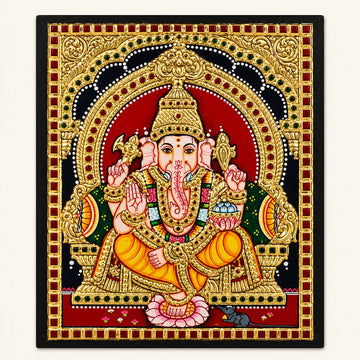 Traditional Seated Ganesesha Tanjore Painting